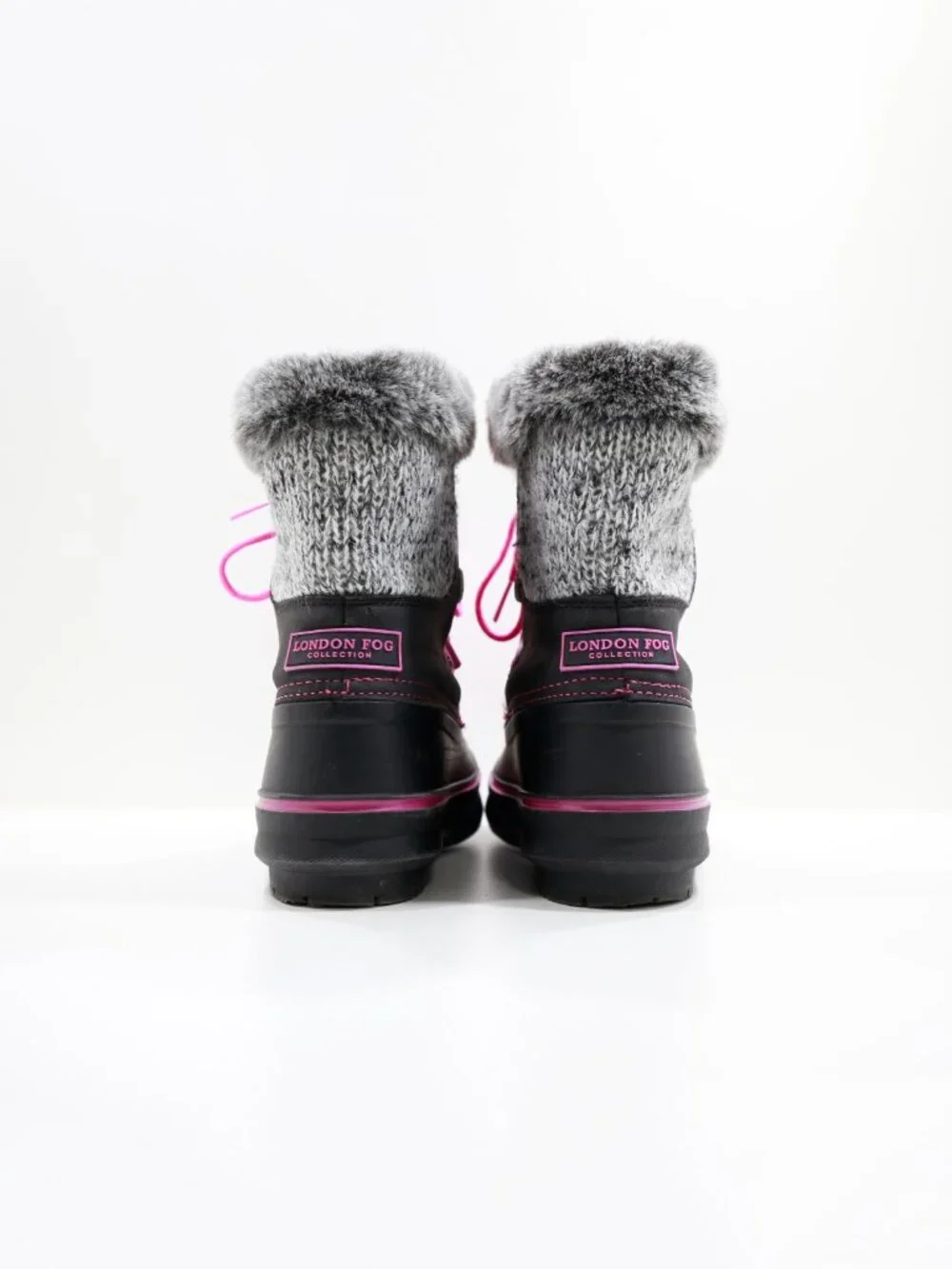 London Fog Tottenham Black & Pink Waterproof Fleece-Lined Snow Boots - Juniors 4